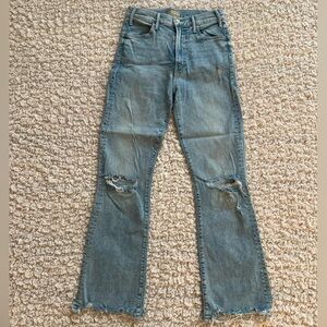 Light wash high waisted mother jeans